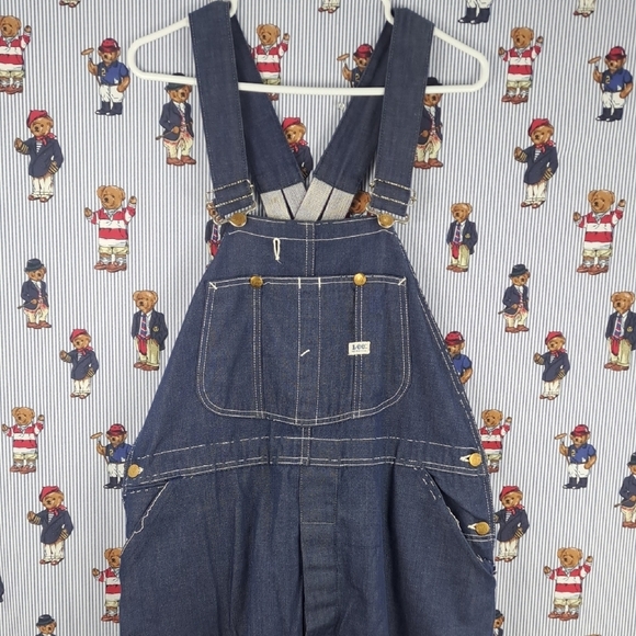 Vintage 60s LEE jelt denim sanforized union made dark blue cotton bib overalls - Picture 1 of 8